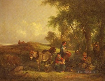  Afternoon Painting - Afternoon Rest rural scenes William Shayer Snr